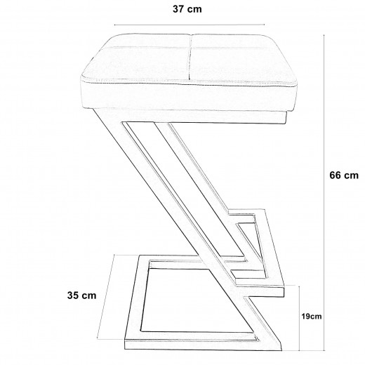 Hoker krzesło barowe ZETA LOFT METAL podstawa złota MG50