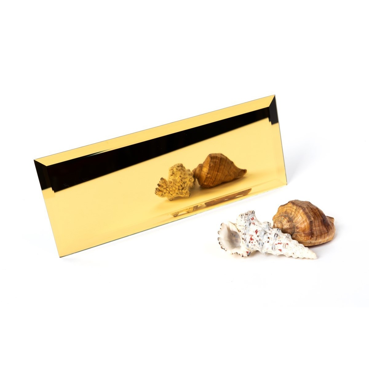 Płytka lustrzana fazowana szklana 25x10 cm złota cegiełka glamour
