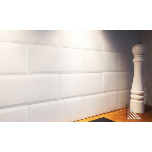  Płytka lustrzana fazowana szklana 25x10 cm lacobel biała lakierowana cegiełka glamour
