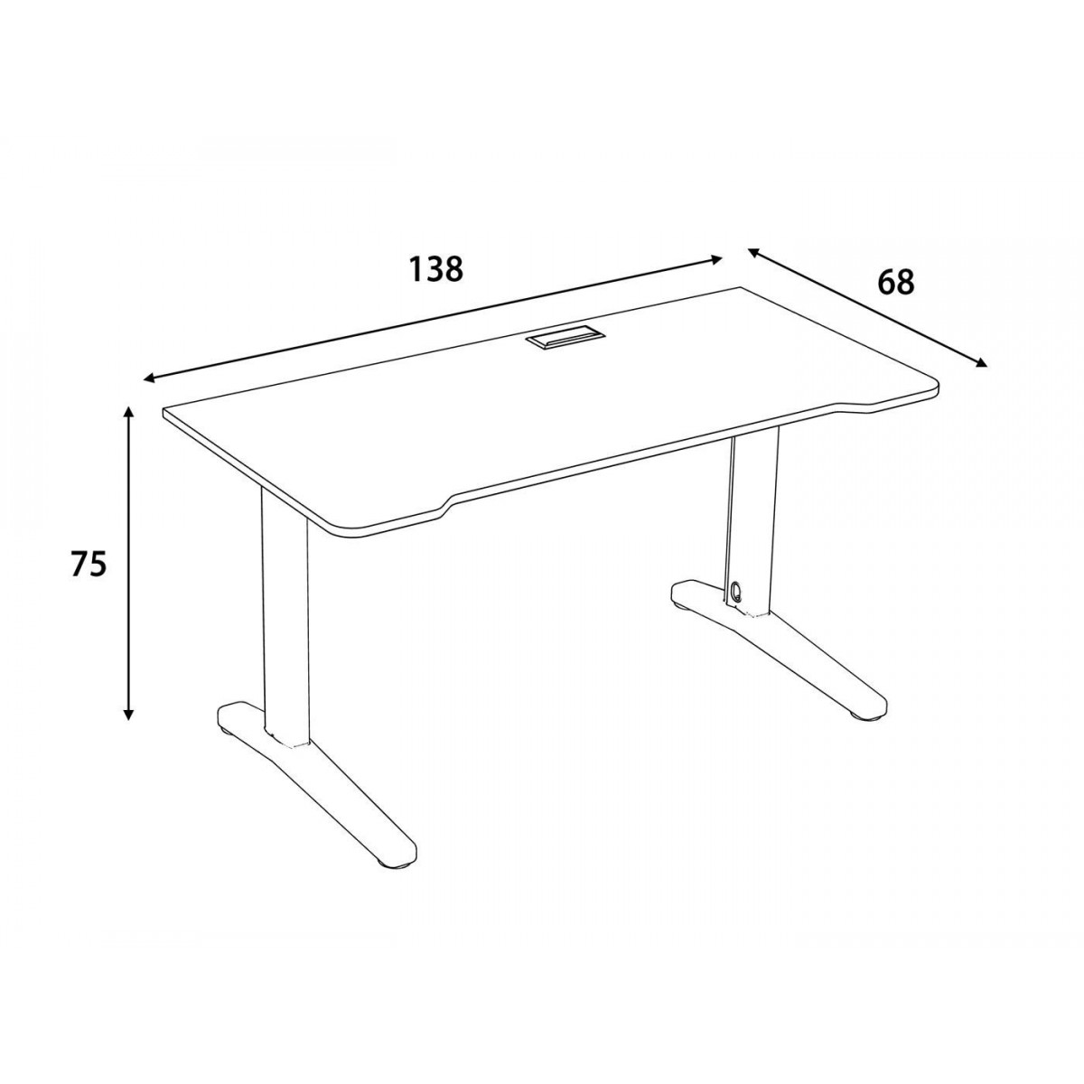  Biurko dla gracza ERGON XL białe z LED na pilota i przelotką 68x138cm