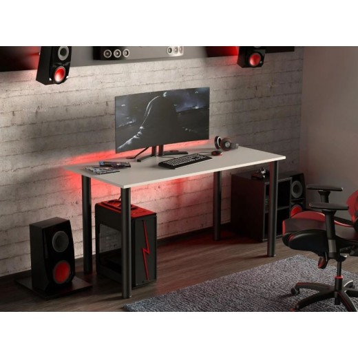  Tanie biurko dla gracza Basia XL białe LED pilot przelotka 68x138cm