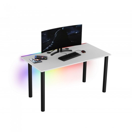  Tanie biurko dla gracza Basia XL białe LED pilot przelotka 68x138cm