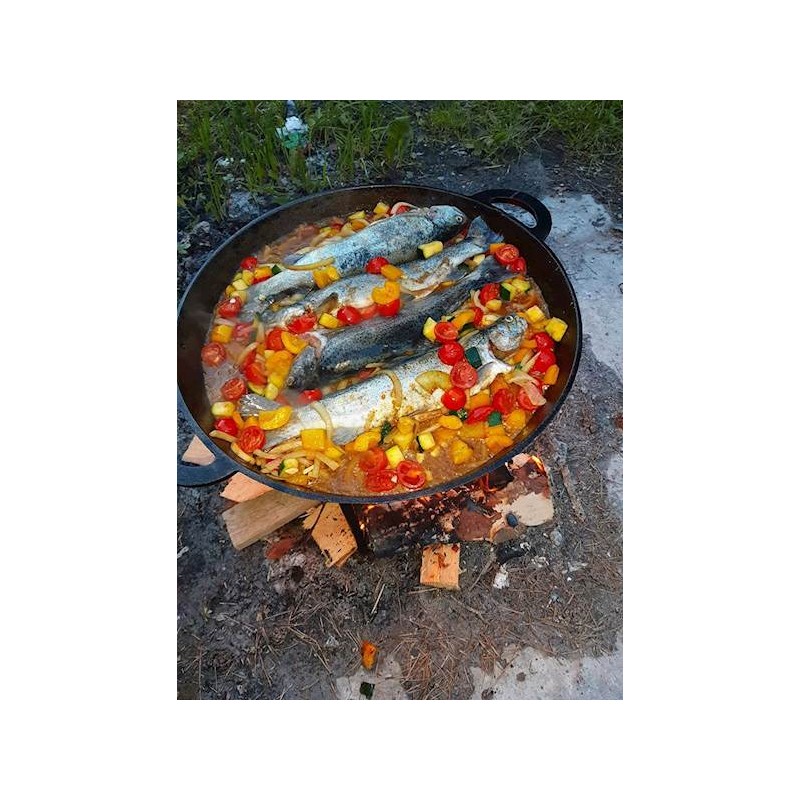 Patelnia żeliwna okrągła do powieszenia nad ogniskiem do grilla 40cm