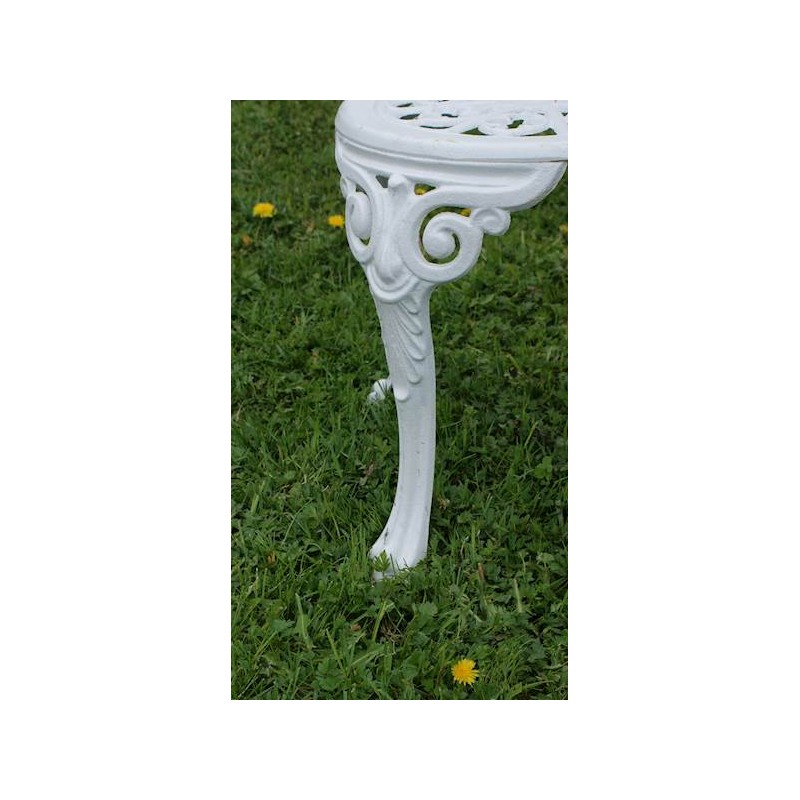 Zestaw mebli ogrodowych żeliwnych biały stół 56,5cm + 2 krzesła Amelia
