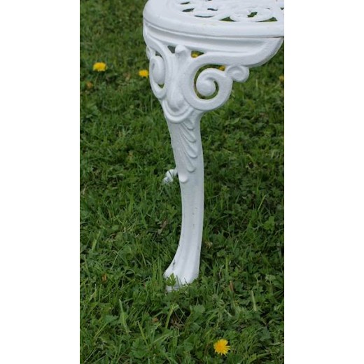Zestaw mebli ogrodowych żeliwnych biały stół 56,5cm + 2 krzesła Amelia