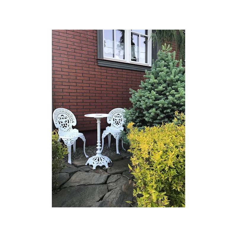 Stolik ogrodowy żeliwny biały mini 38cm