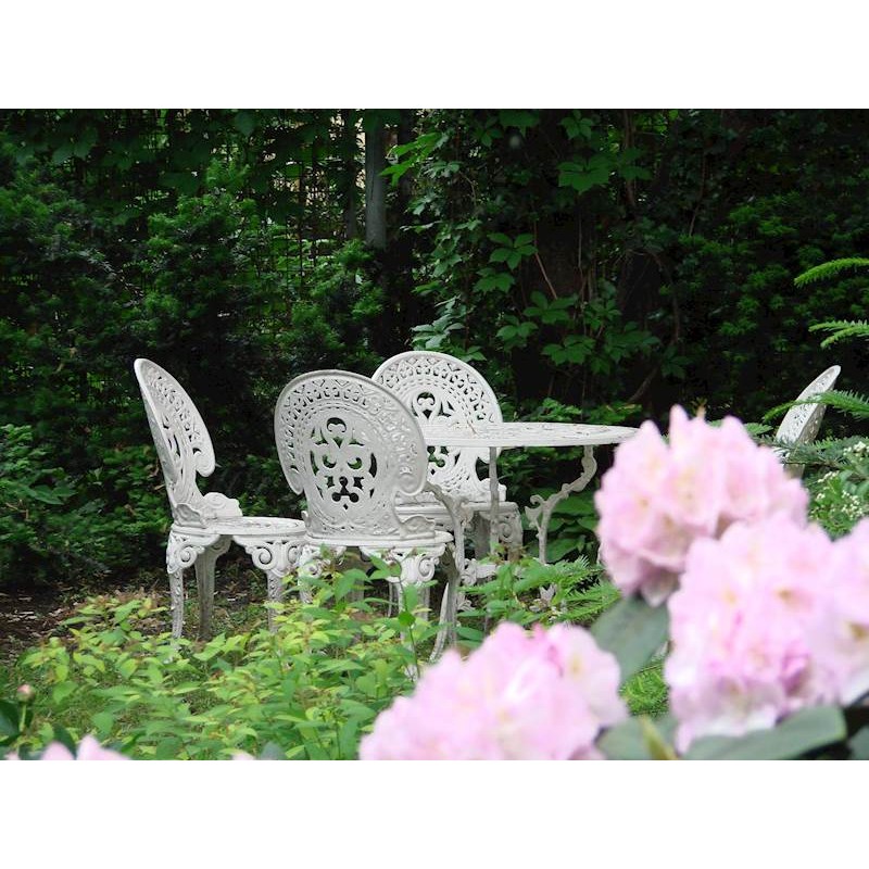 Stolik ogrodowy żeliwny biały 75cm