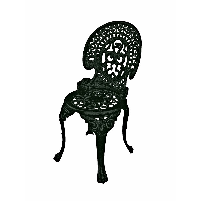 Krzesło ogrodowe żeliwne okrągłe metalowe z oparciem czarne