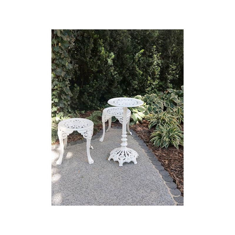 Stolik ogrodowy żeliwny niebieski mini trójkąt 38cm Amelia