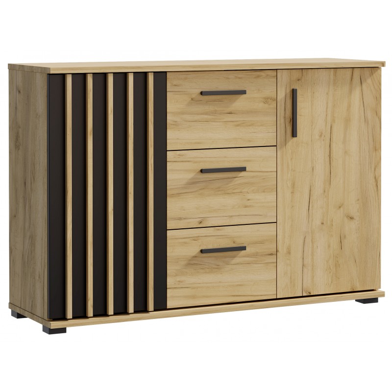 Komoda do salonu z lamelami z szufladami dąb craft MONIKA 120 2D3SZ