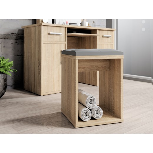 Nowoczesny Taboret do toaletki kosmetycznej dąb sonoma 35x35cm