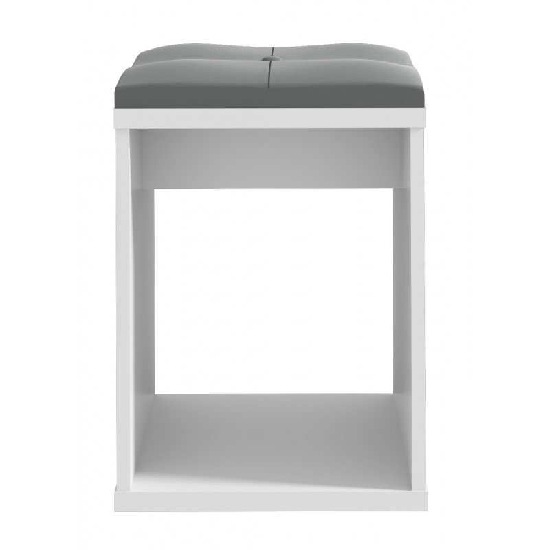 Nowoczesny Taboret do toaletki kosmetycznej biały 35x35cm