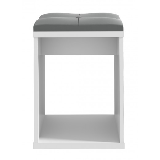 Nowoczesny Taboret do toaletki kosmetycznej biały 35x35cm