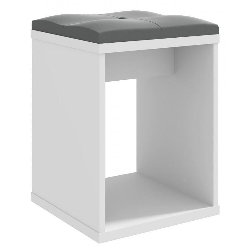 Nowoczesny Taboret do toaletki kosmetycznej biały 35x35cm