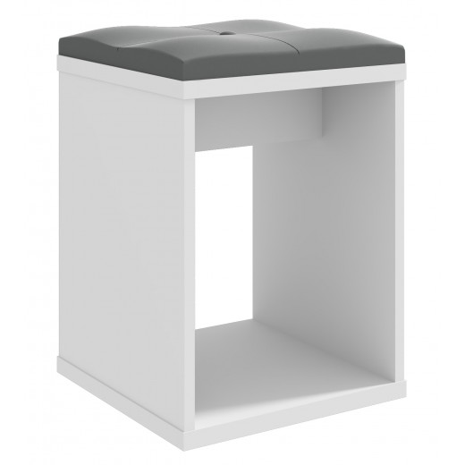 Nowoczesny Taboret do toaletki kosmetycznej biały 35x35cm