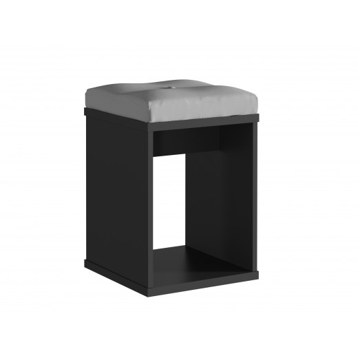 Nowoczesny Taboret do toaletki kosmetycznej czarny 35x35cm