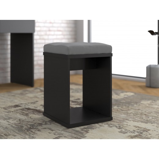 Nowoczesny Taboret do toaletki kosmetycznej czarny 35x35cm
