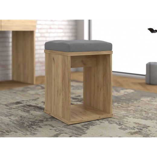 Nowoczesny Taboret do toaletki kosmetycznej dąb craft 35x35cm