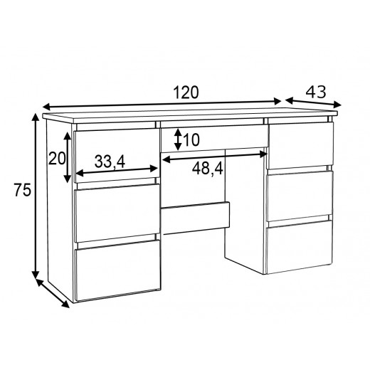 Biurko szkolne komputerowe z szufladami Beata 4 antracyt dąb craft 43x120