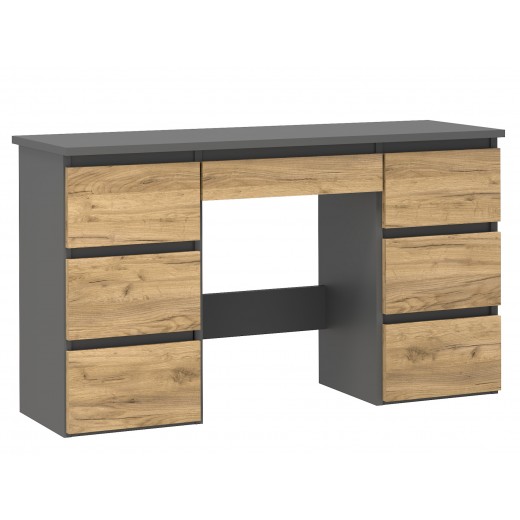 Biurko szkolne komputerowe z szufladami Beata 4 antracyt dąb craft 43x120