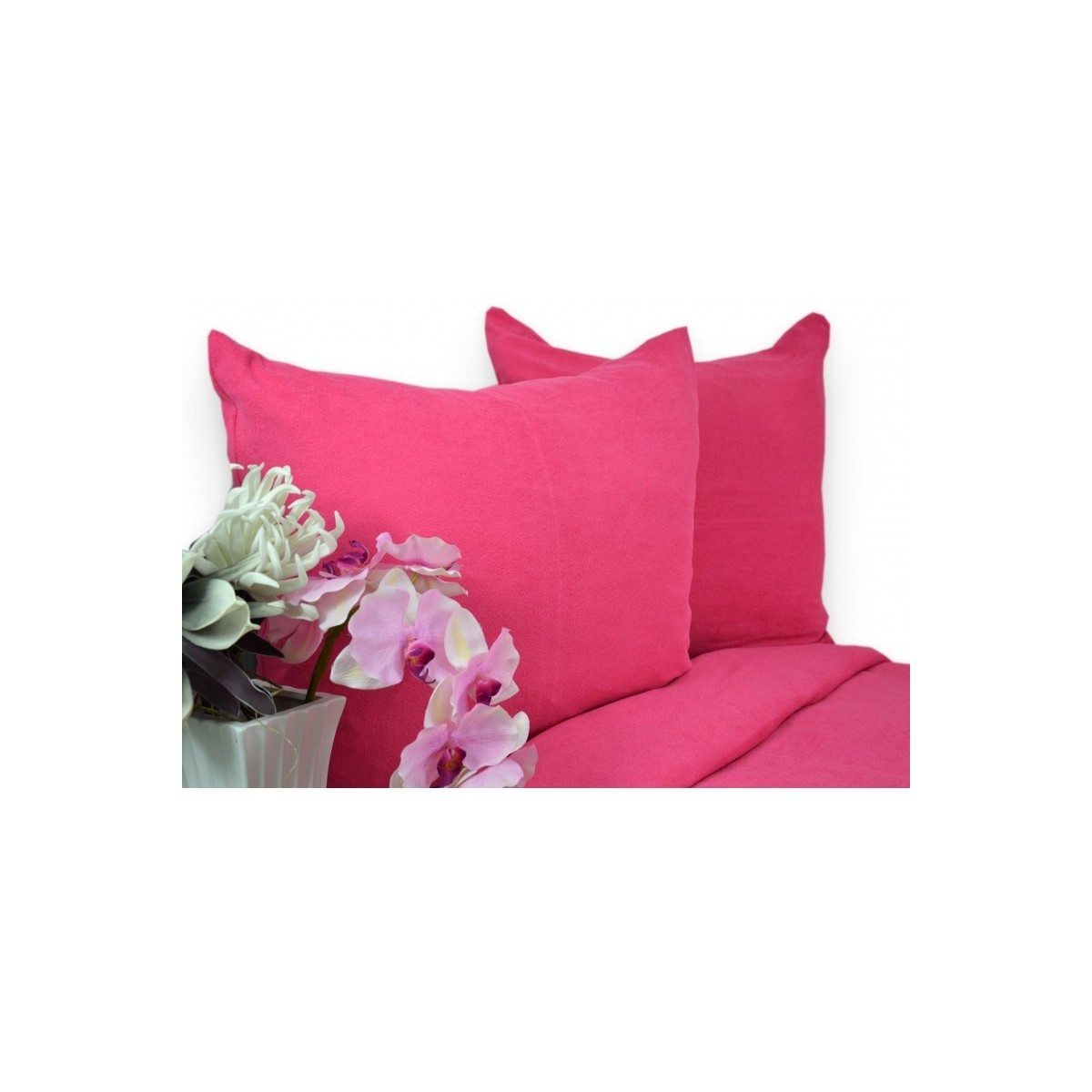 Pościel frotte gruba 140x200 2-częściowa różowa malina