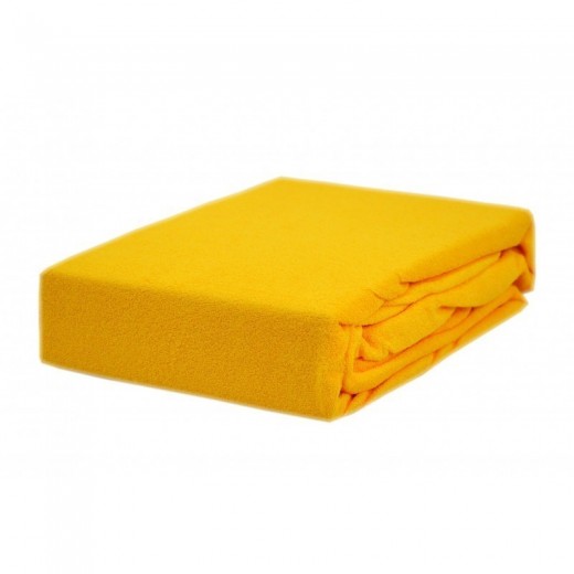 Prześcieradło frotte z gumką 160x200 grube żółte