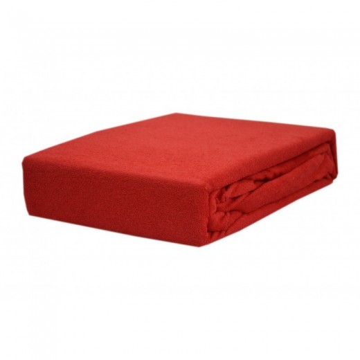 Prześcieradło frotte z gumką 180x200 grube czerwone