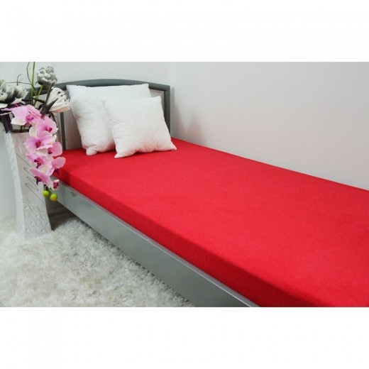  Prześcieradło frotte z gumką 140x200 grube czerwone