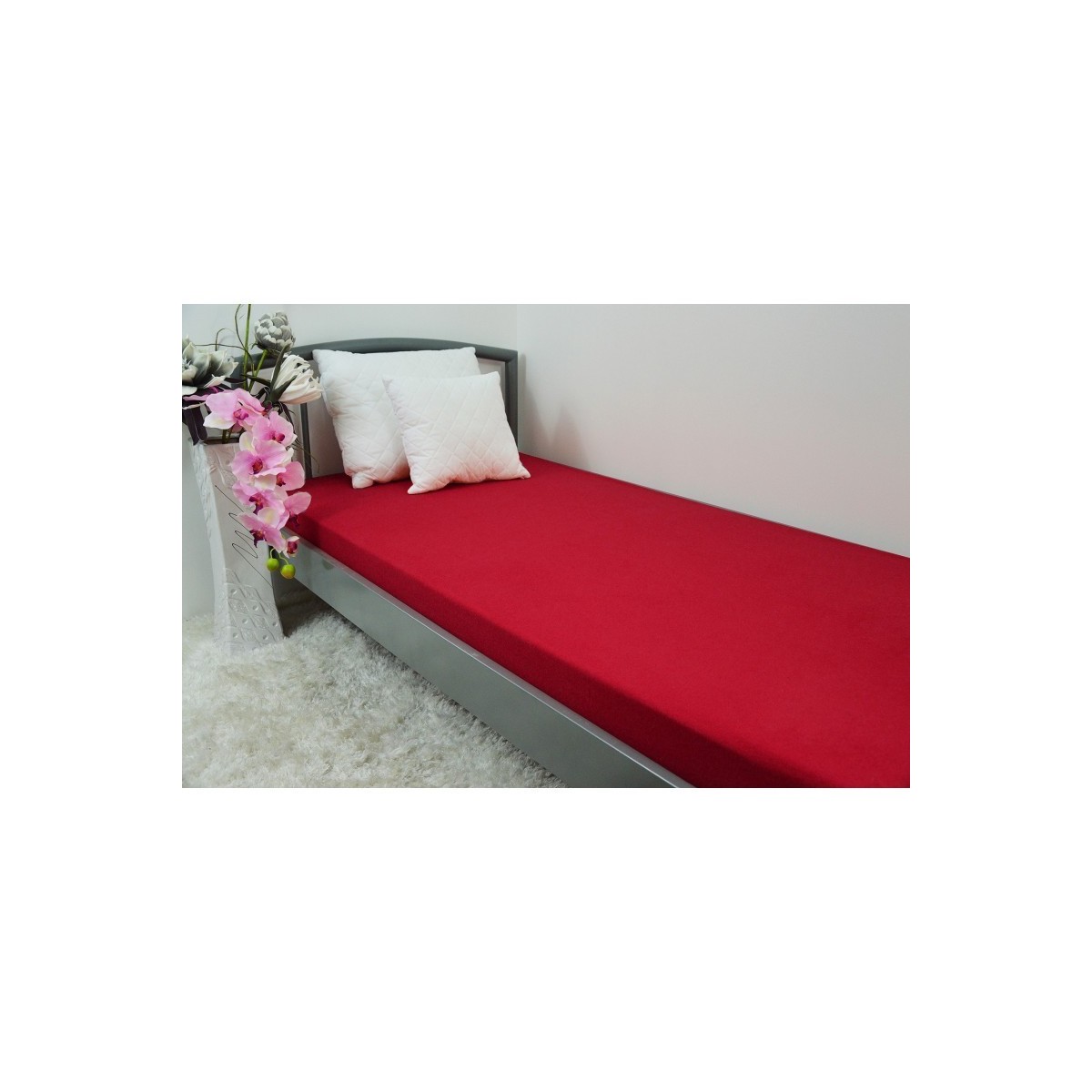  Prześcieradło frotte z gumką 140x200 grube bordowe