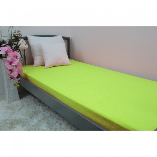  Prześcieradło frotte z gumką 160x200 grube limonkowe
