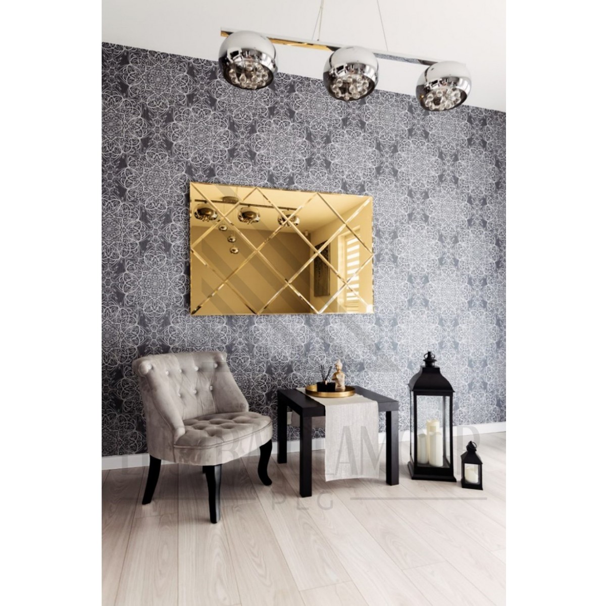  Płytki lustrzane fazowane szklane 200x250 cm Lustro złote z płytek
