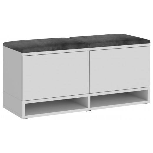 Nowoczesna szafka na buty biała siedzisko szare Kasia 37x100cm