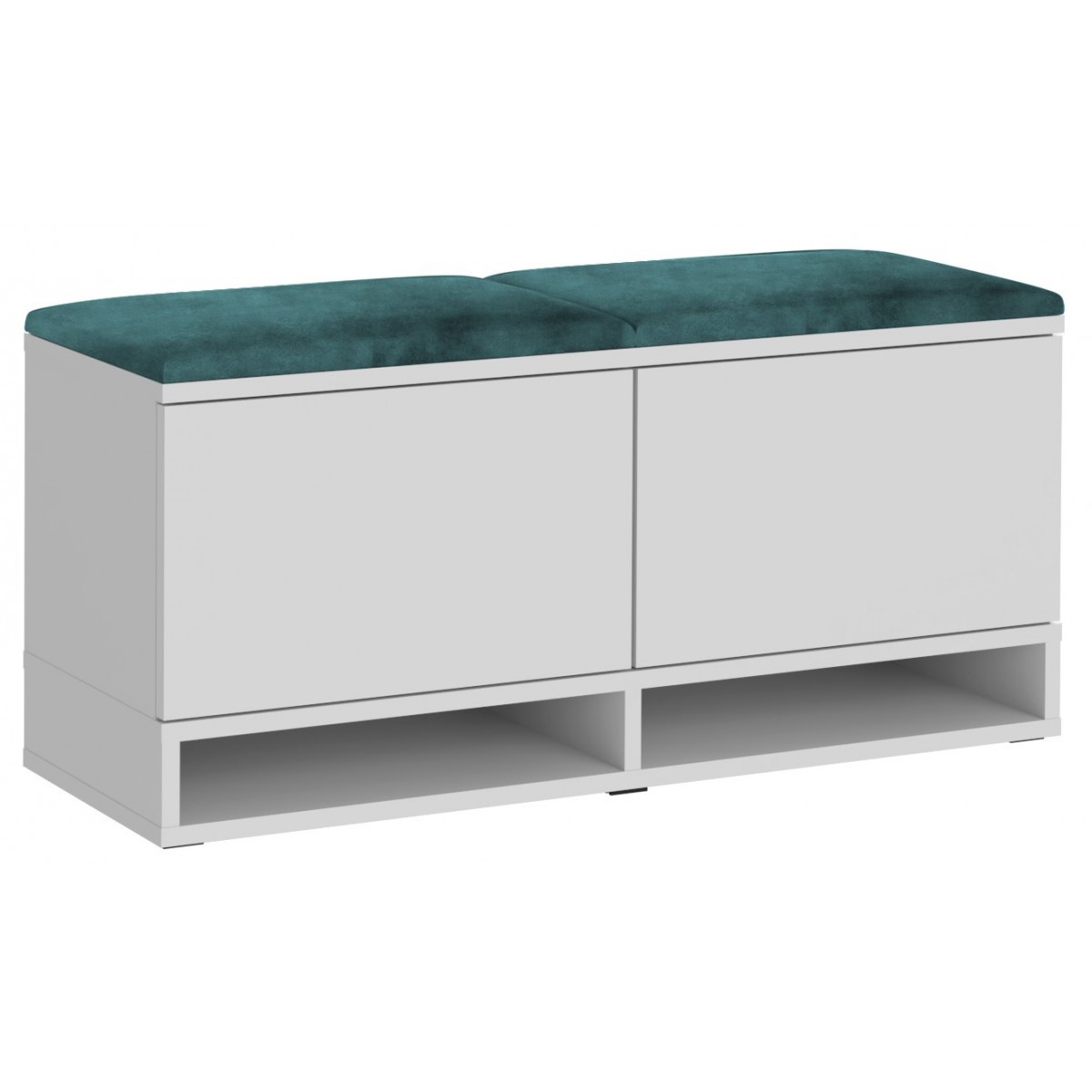 Nowoczesna szafka na buty biała siedzisko zielone Kasia 37x100cm