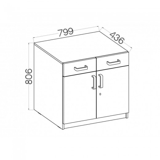 Szafka stojąca dolna Malta 105 2F 2S szara-dąb artisan