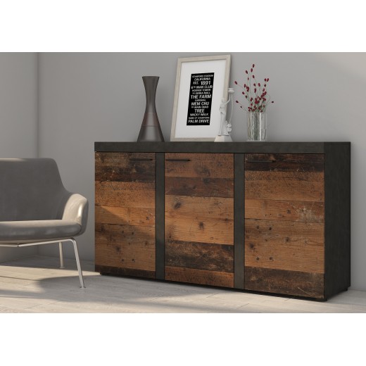 Komoda Rumba 3F OLDMAT22 stare drewno - matera 40x149cm