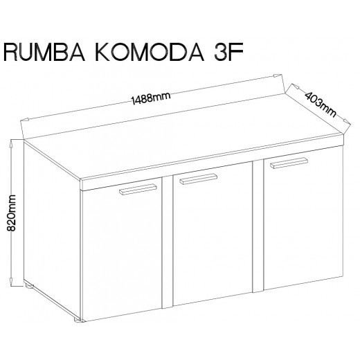 Komoda Rumba 3F DL22 dąb lefkas 40x149cm