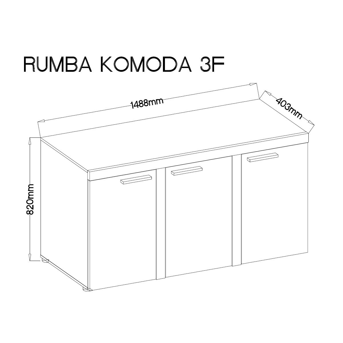 Komoda Rumba 3F SO22 dąb sonoma 40x149cm