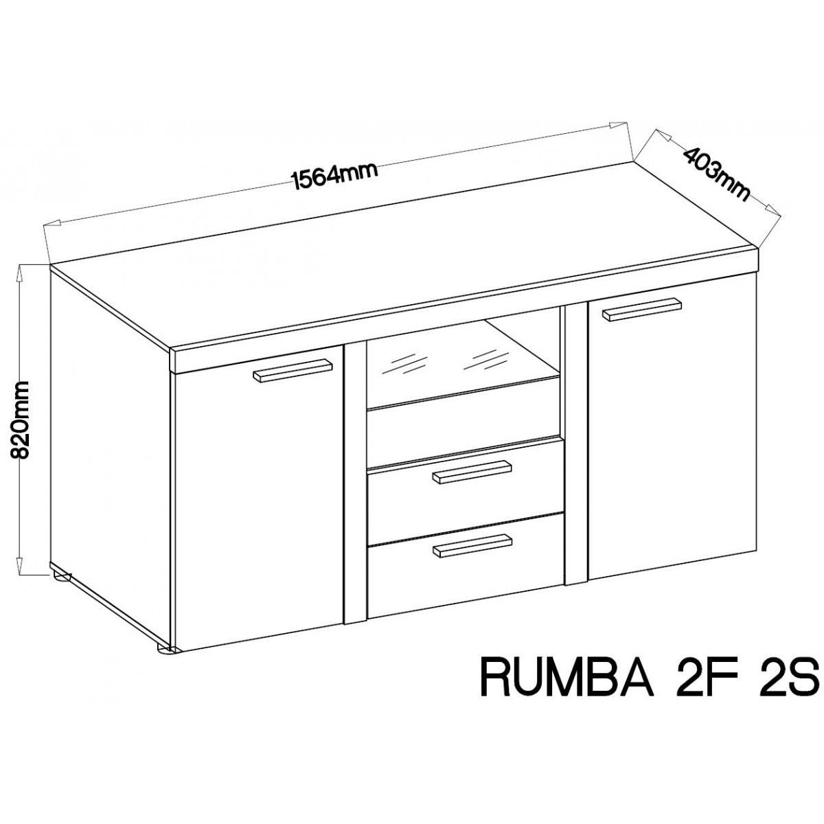 Komoda Rumba 2F2S WH20 biała 40x157cm