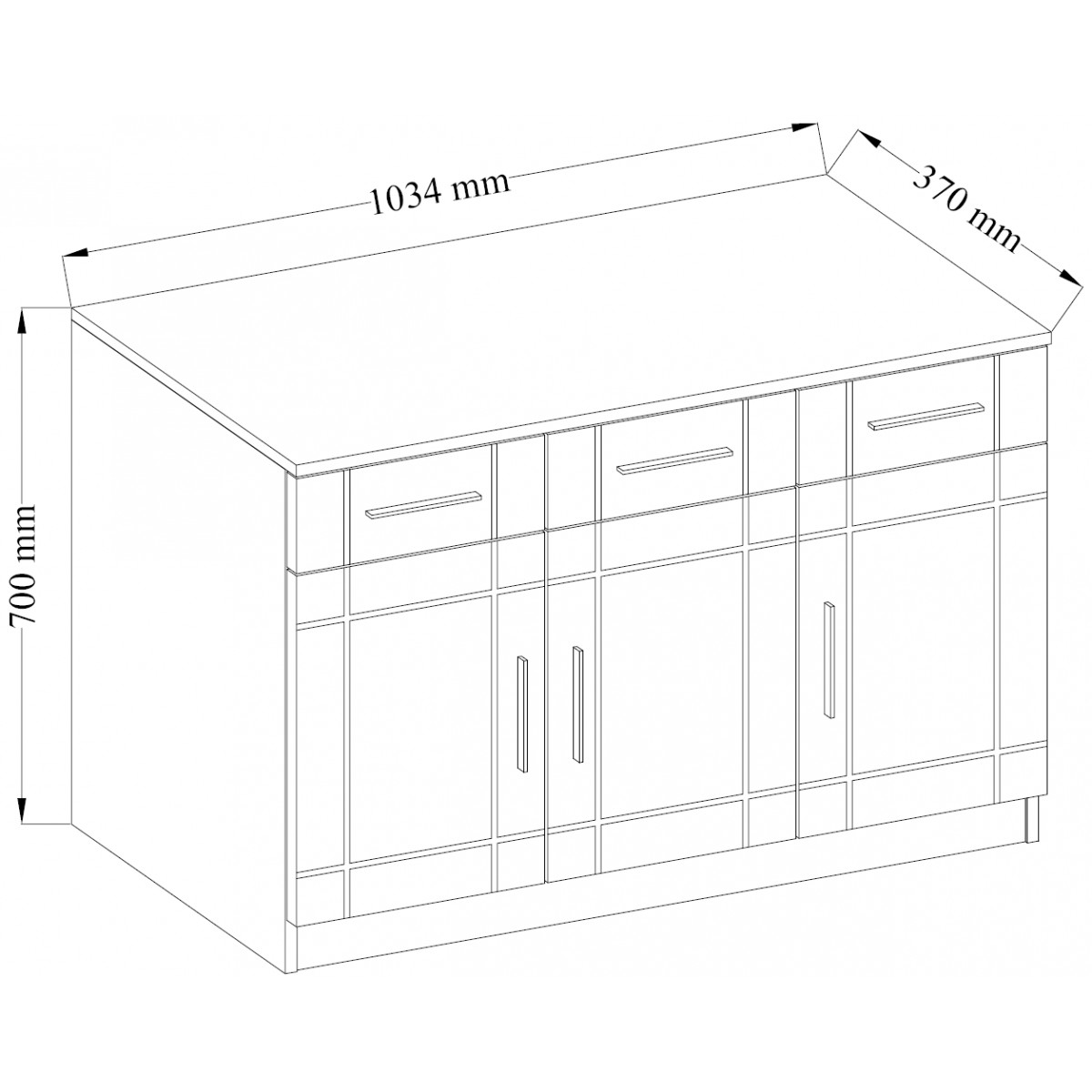 Komoda Paris 3F3S WH01 biała 37x104cm