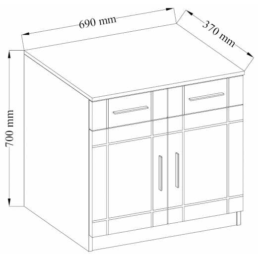 Komoda Paris 2F2S WH01 biała 37x69cm