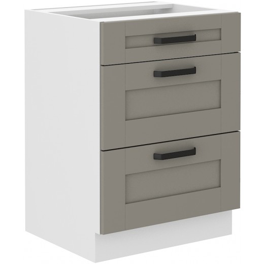 Szafka kuchenna dolna 60 cm LUNA 60D 3S BB WHCG szaro biała mat