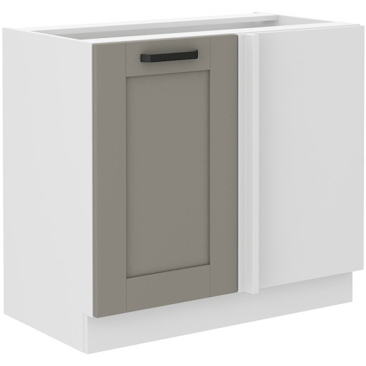 Szafka kuchenna dolna narożna dostawna 105 cm LUNA 105DN 1F BB WHCG szaro biała mat