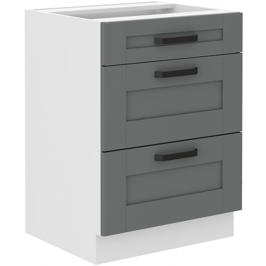 Szafka kuchenna dolna 60 cm LUNA 60D 3S BB WHDG szaro biała mat