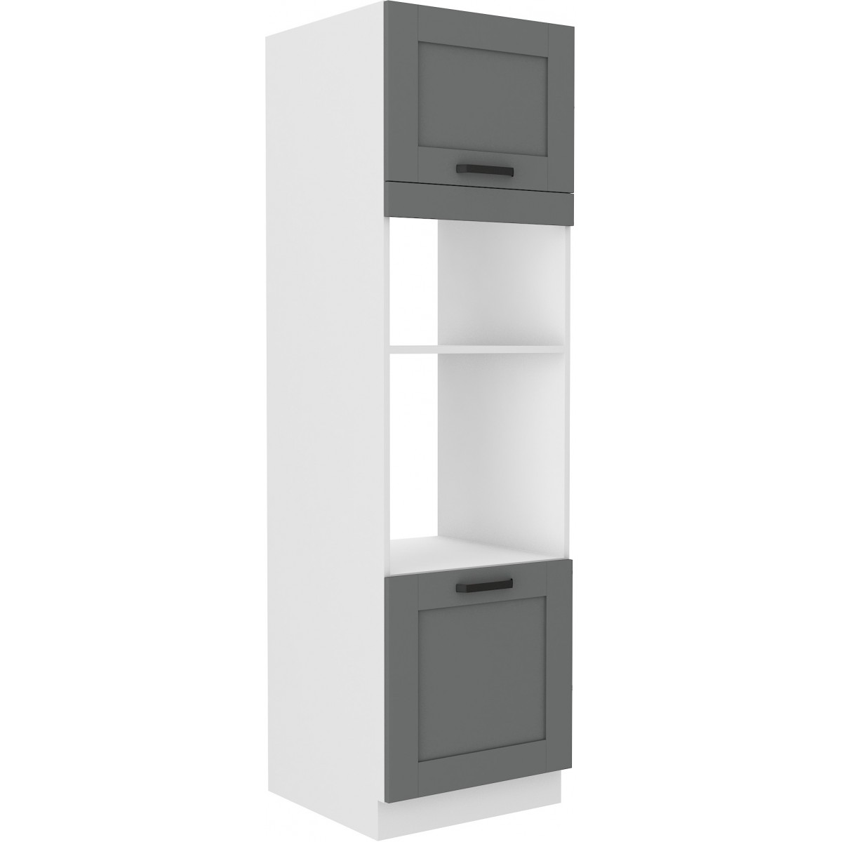 Szafka kuchenna dolna na piekarnik i mikrofalę 60 cm słupek LUNA 60DPM 210 2F WHDG szaro biała mat