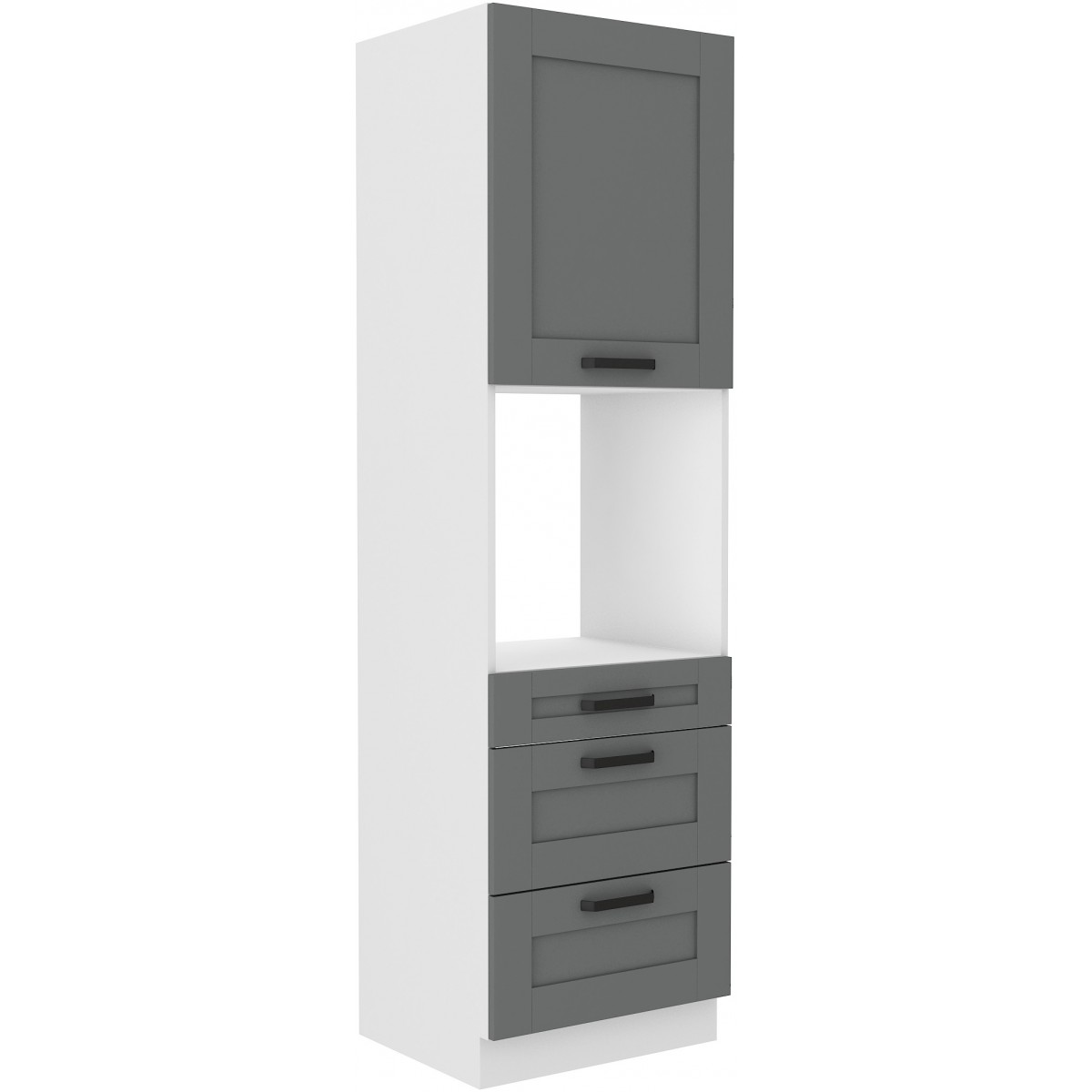Szafka kuchenna dolna na piekarnik 60 cm słupek LUNA 60DPS 210 3S 1F WHDG szaro biała mat