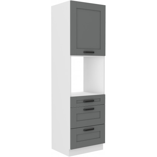 Szafka kuchenna dolna na piekarnik 60 cm słupek LUNA 60DPS 210 3S 1F WHDG szaro biała mat