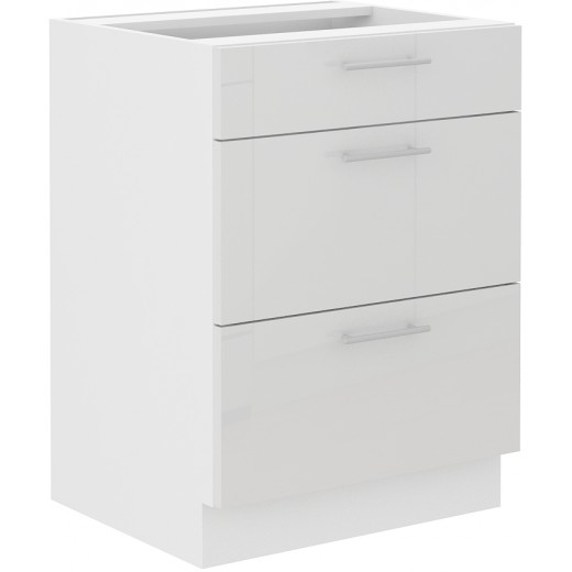 Szafka kuchenna dolna 60 cm LARA 60D 3S BB biała połysk