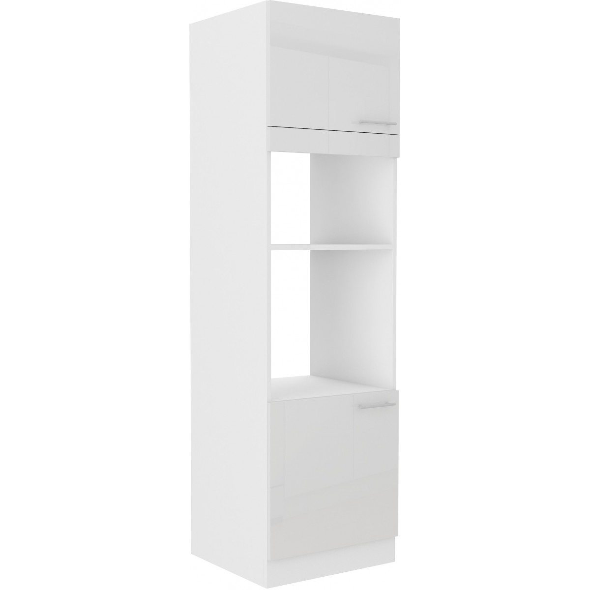 Szafka kuchenna dolna na piekarnik i mikrofalę 60 cm słupek LARA 60DPM 210 2F biała połysk