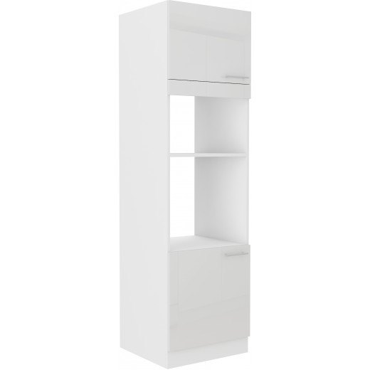 Szafka kuchenna dolna na piekarnik i mikrofalę 60 cm słupek LARA 60DPM 210 2F biała połysk