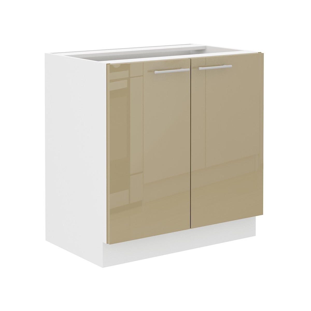 Szafka kuchenna pod zlew 80 cm cappucino połysk LARA 80ZL 2F BB